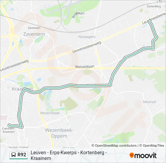 R92 Bus Line Map