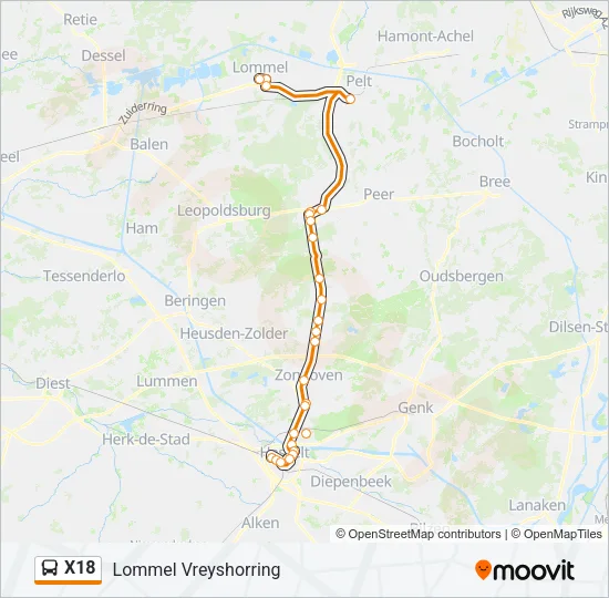 X18 Bus Line Map