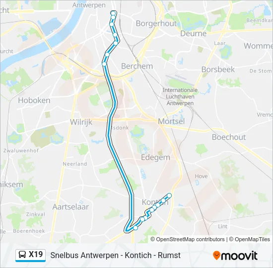 X19 Bus Line Map