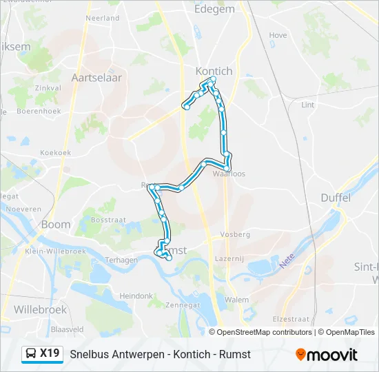 X19 Bus Line Map
