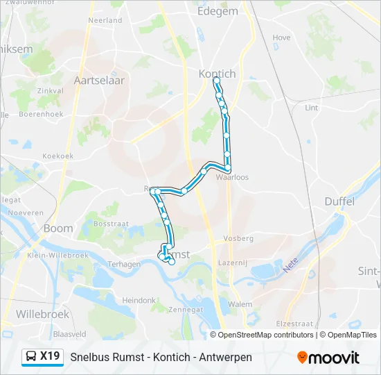 X19 Bus Line Map