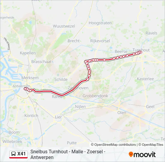 X41 Bus Line Map
