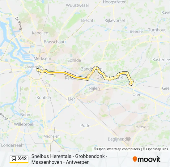 X42 Bus Line Map