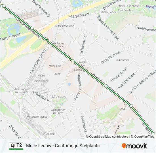 T2 Light Rail Line Map