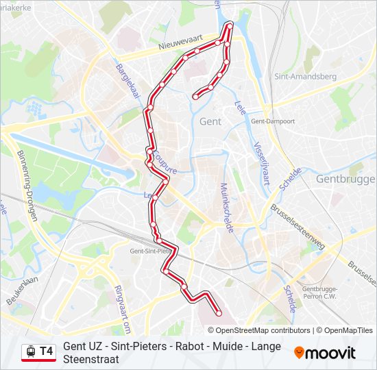 t4 Route: Schedules, Stops & Maps - Gent Lange Steenstraat (Updated)