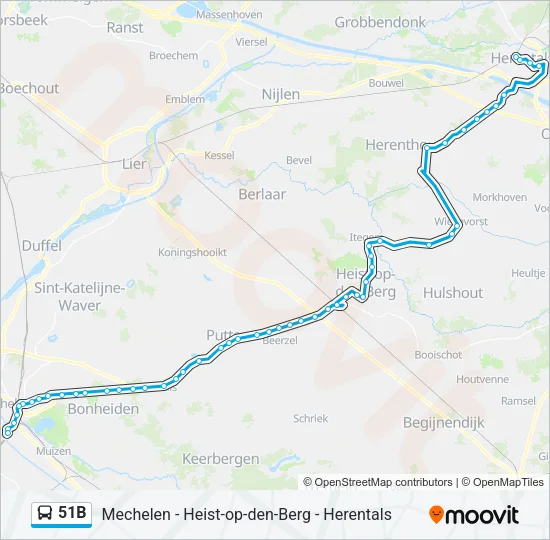 Plan de la ligne 51B de bus