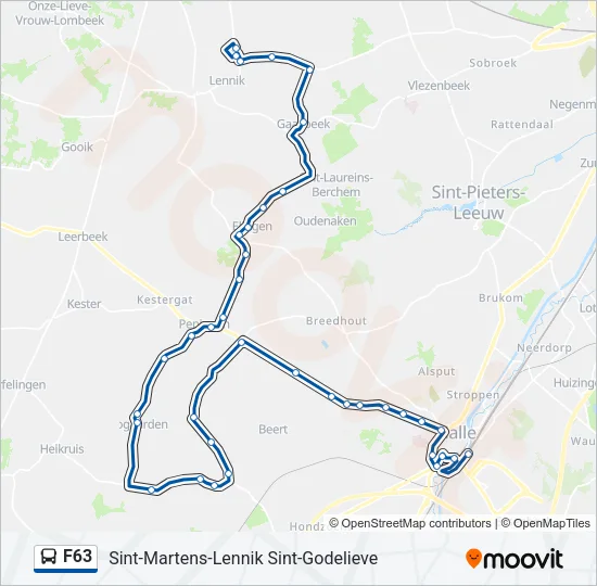 Plan de la ligne F63 de bus