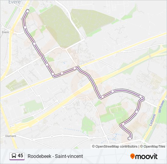 Plan de la ligne 45 de bus