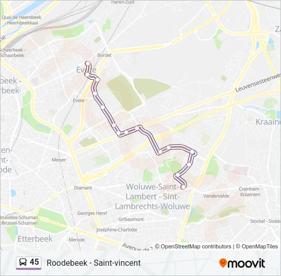 45 Bus Line Map