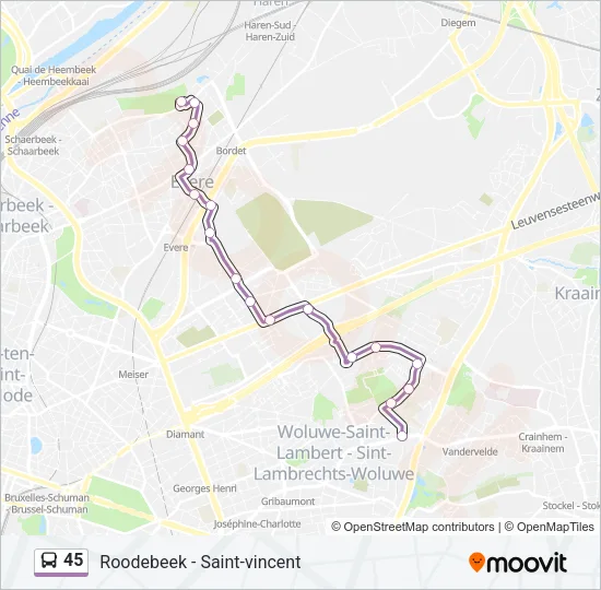 45 Bus Line Map