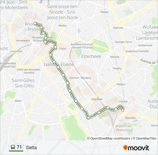 71 Bus Line Map