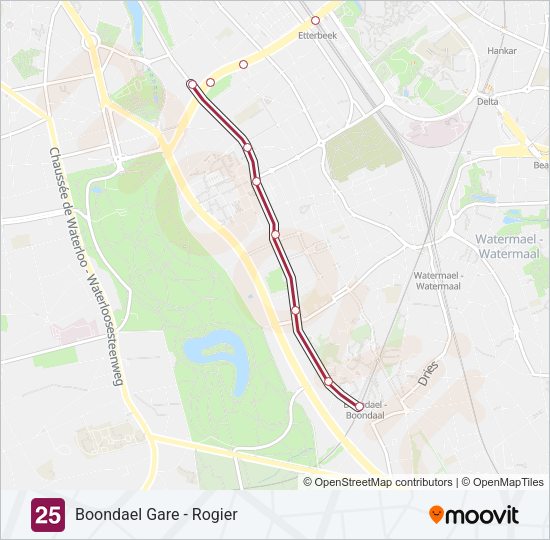 Plan de la ligne 25 de tram