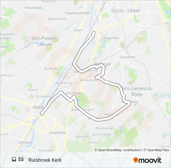 55 Bus Line Map