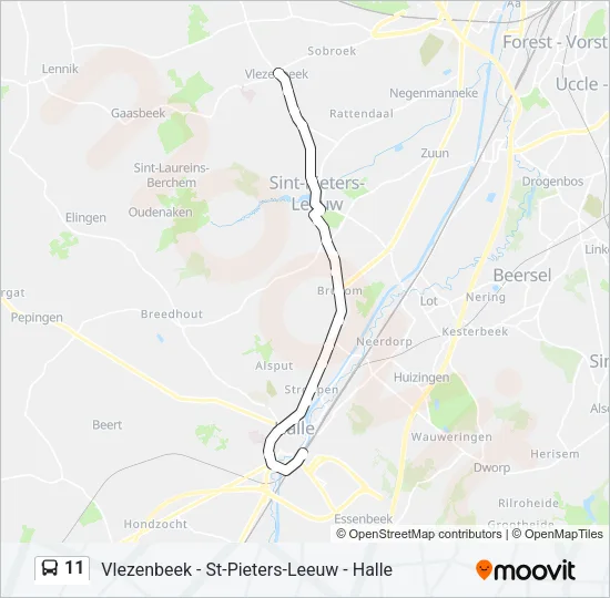 Bus 11 lijnkaart