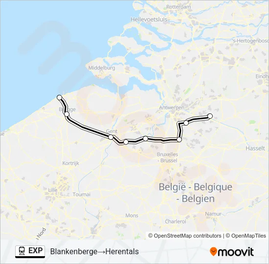 Trein EXP lijnkaart