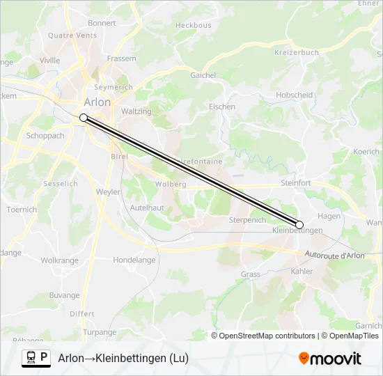 Trein P lijnkaart