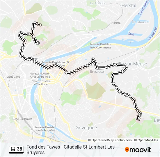 38 Bus Line Map
