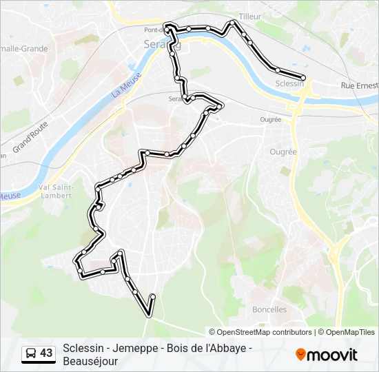 43 Bus Line Map