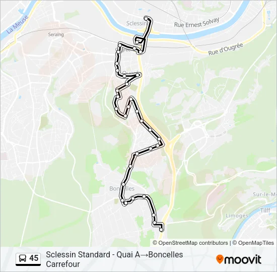 45 Bus Line Map