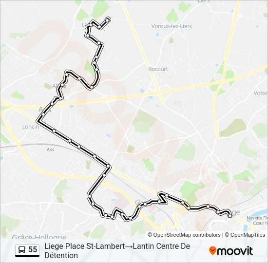 55 Bus Line Map