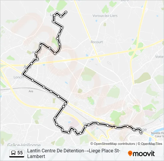 55 Bus Line Map