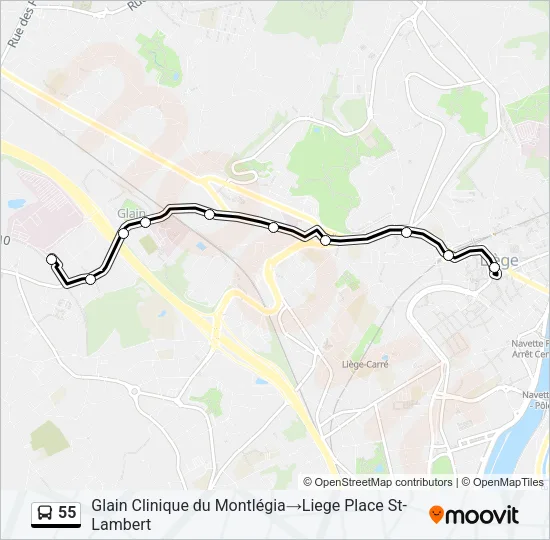 55 Bus Line Map