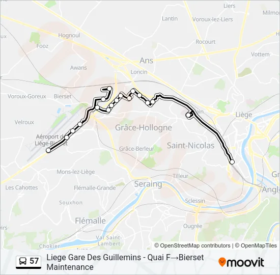 57 Bus Line Map