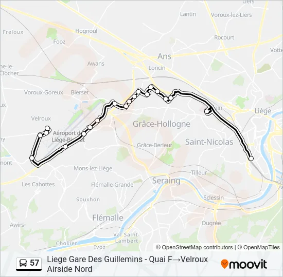 57 Bus Line Map