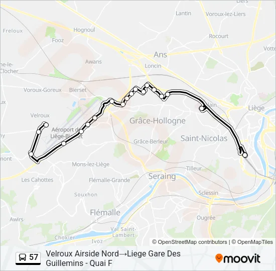 57 Bus Line Map