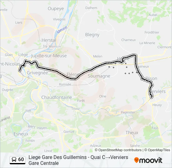 60 Bus Line Map