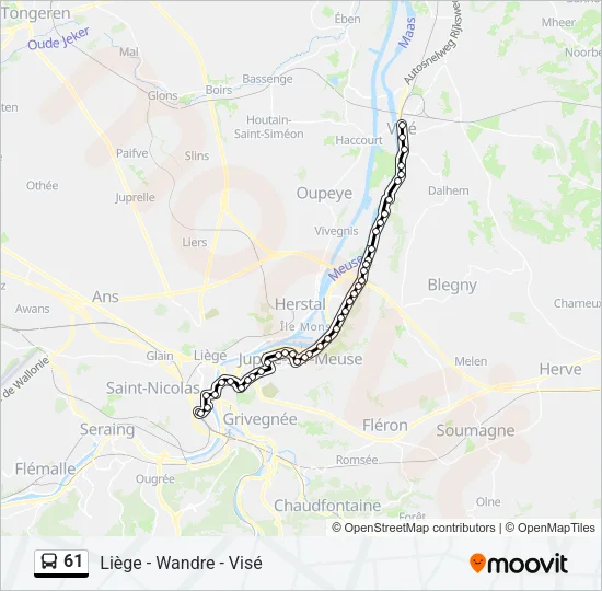 61 Bus Line Map