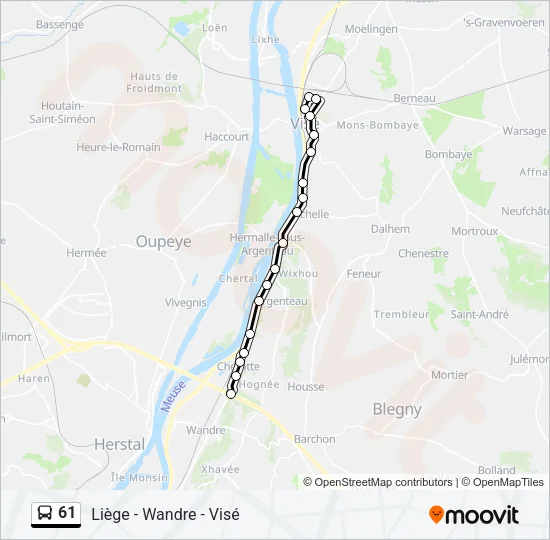 61 Bus Line Map