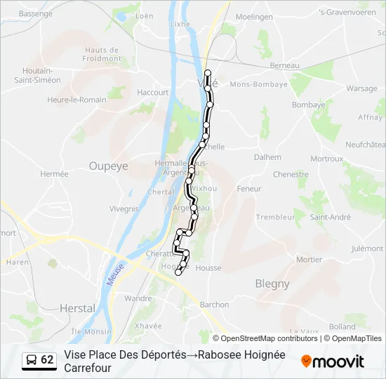 62 Bus Line Map