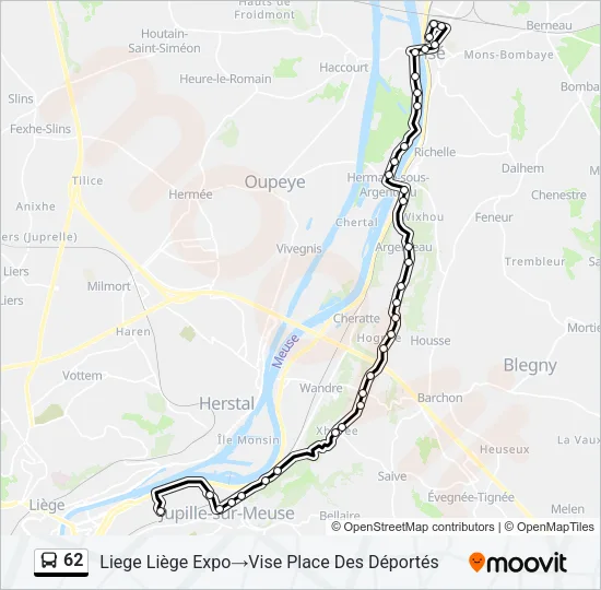 62 Bus Line Map