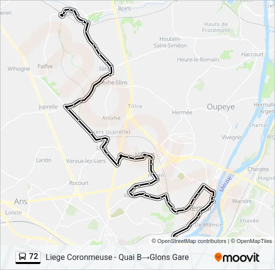 72 Bus Line Map