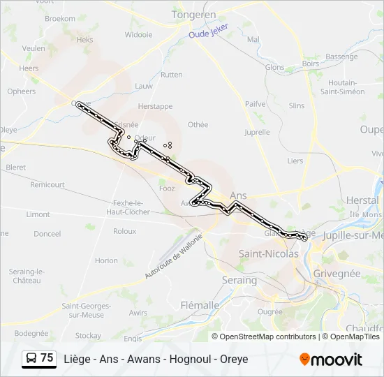 75 Bus Line Map