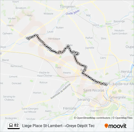 82 Bus Line Map