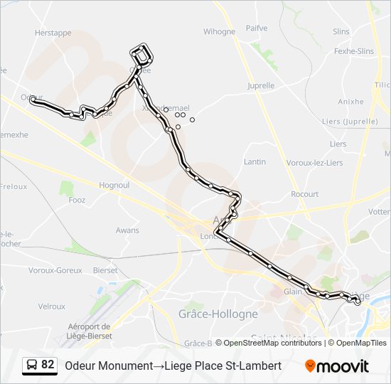 82 Route: Schedules, Stops & Maps - Odeur Monument‎→Liege Place St ...