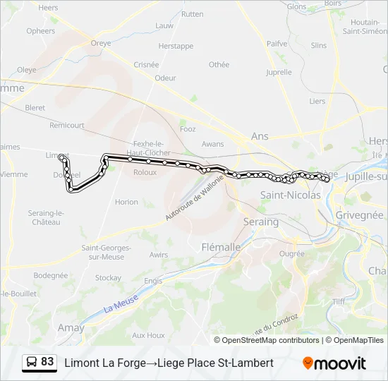 83 Bus Line Map