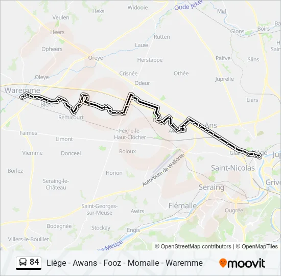 84 Bus Line Map