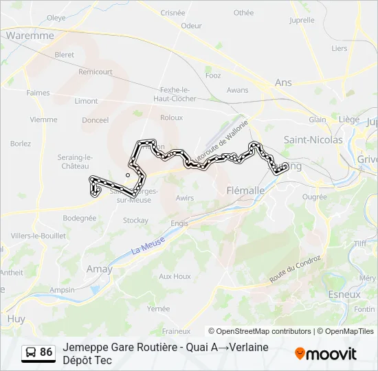 86 Bus Line Map