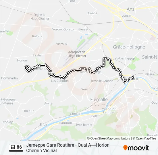 86 Bus Line Map