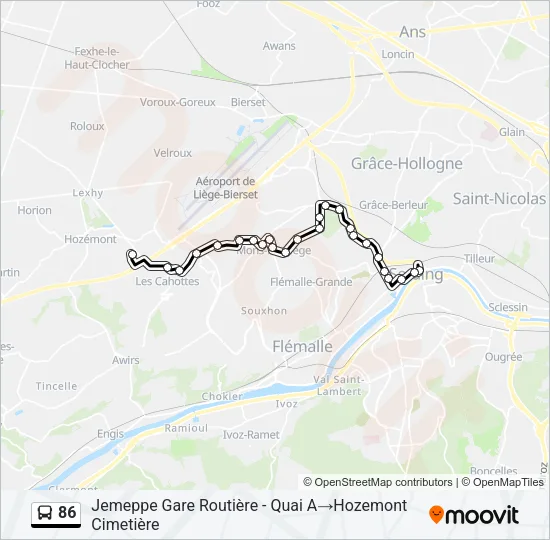 86 Bus Line Map