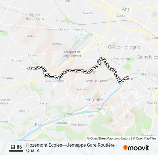 86 Bus Line Map