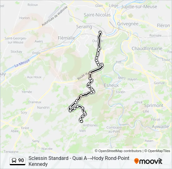 90 Bus Line Map
