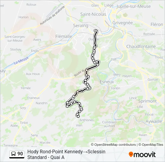 90 Bus Line Map
