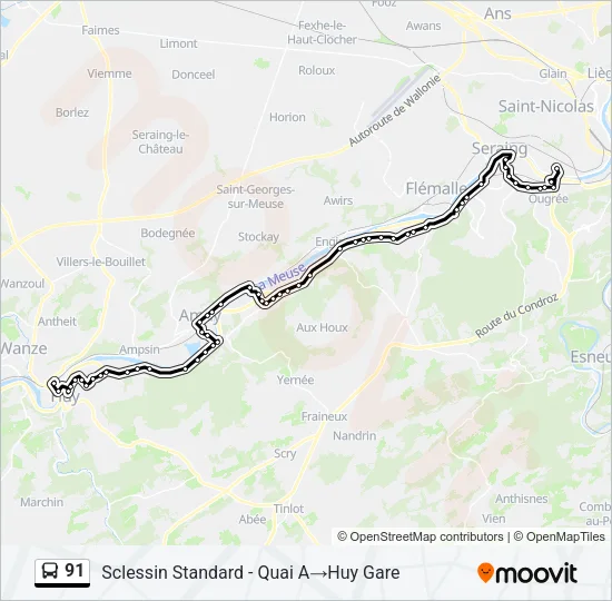 91 Bus Line Map