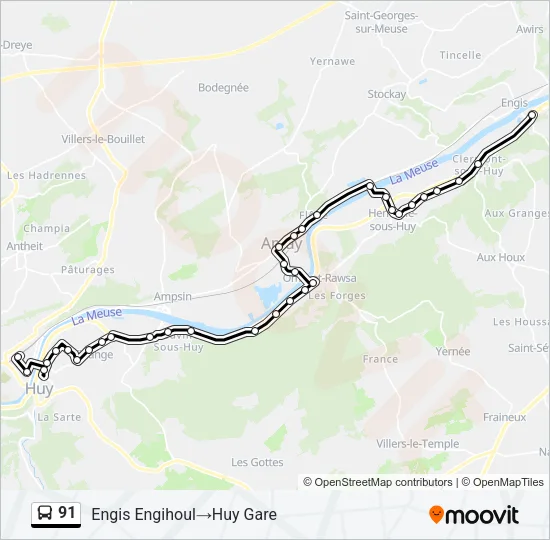 91 Bus Line Map