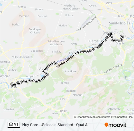 91 Bus Line Map