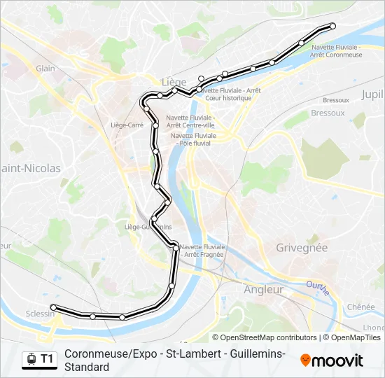 T1 Light Rail Line Map